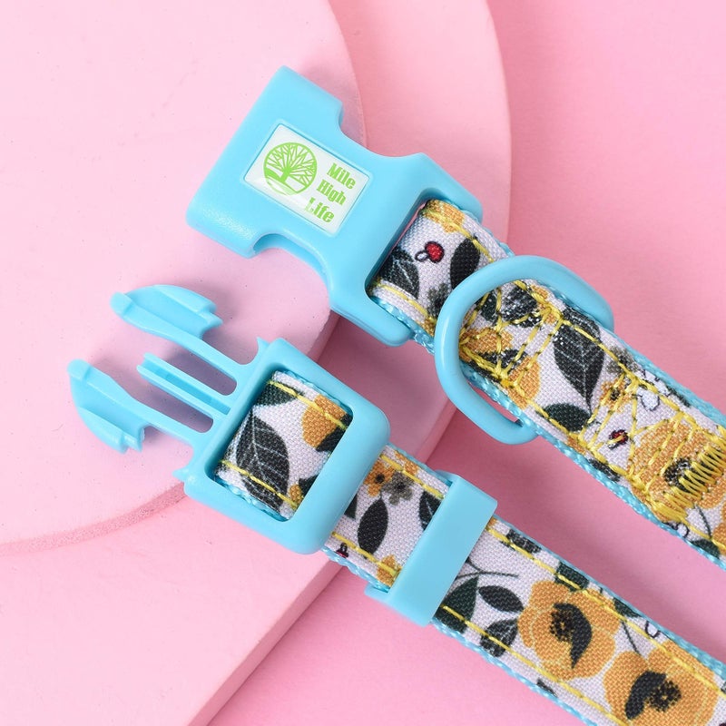 Mile High Life | Girl Dog Collars | Cute Bandana Collar | Soft Poly Cotton Fabric Collars for Small Dogs | Flower & Fruit Pattern(Bindweed, Collar & Bandana-XS) - Image 5